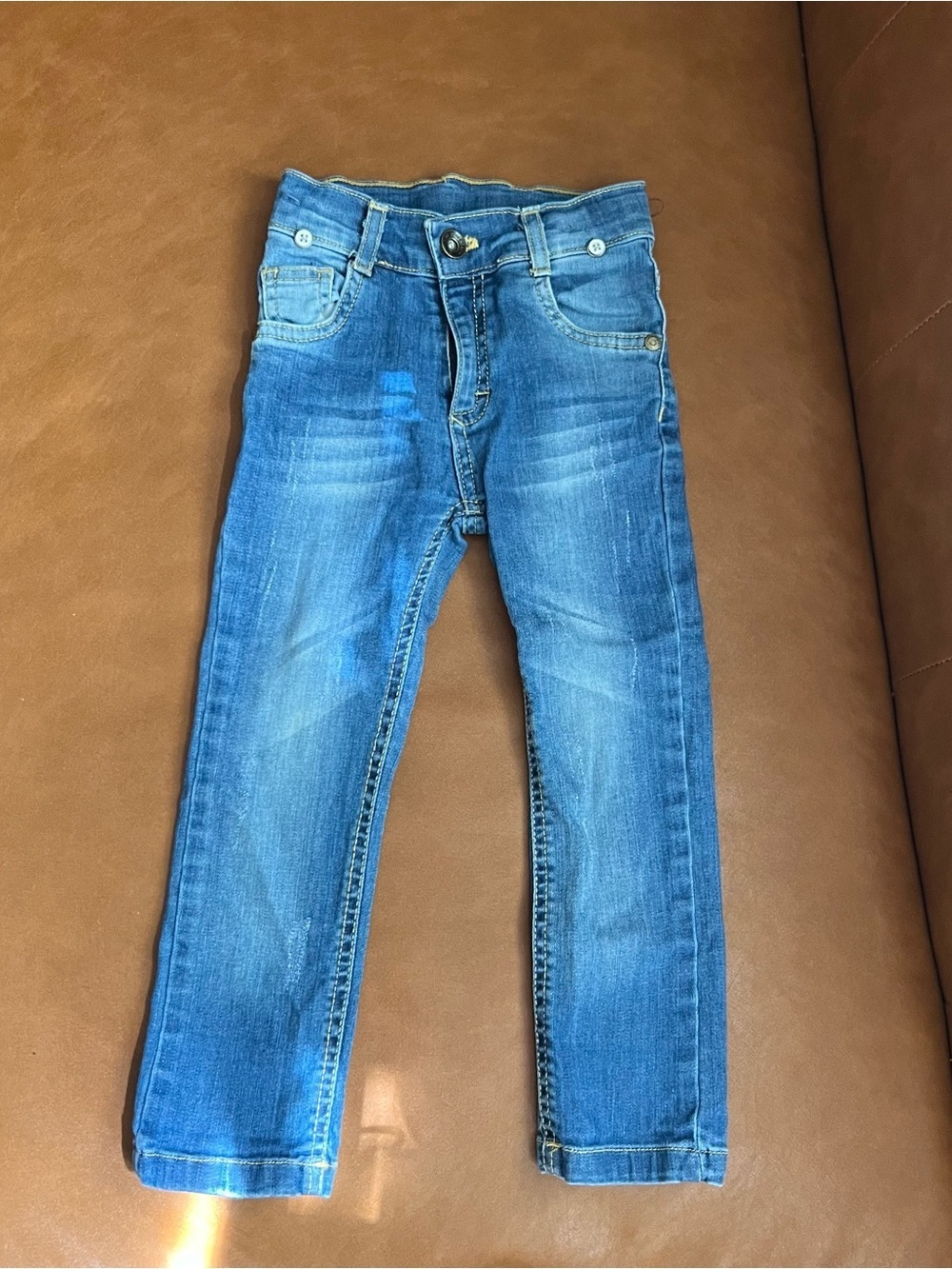 Sani Kids toddler blue jeans Sz 2Y adjustable waistband Skinnier fit